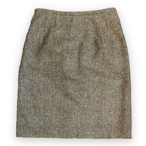 Vtg Talbots Brown Tweed Herringbone Pencil Skirt Wool Blend Women’s Size 4P Fall